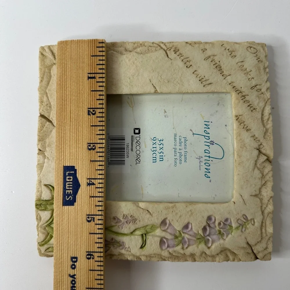 2 Picture Frames Leaf Impression & Floral Foxglove Textured Cottagecore Tabletop